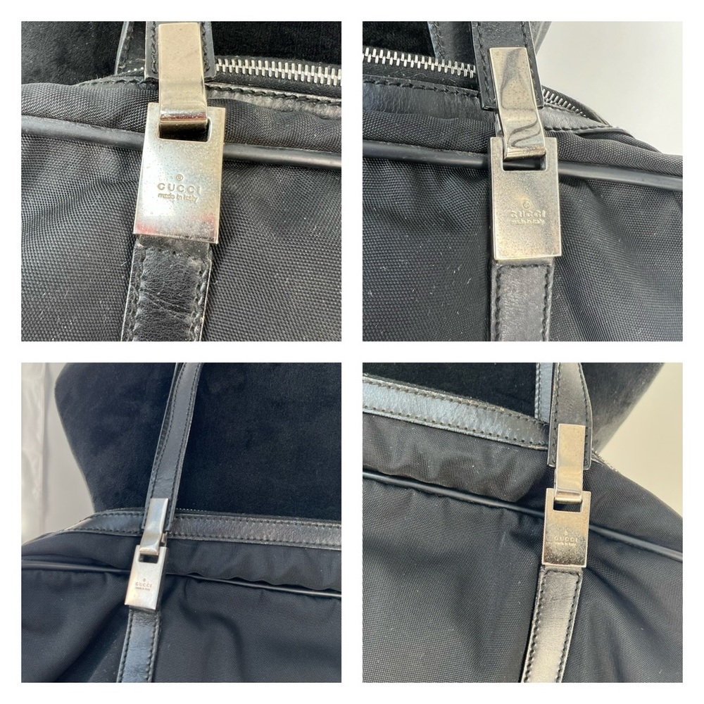 Gucci Black/Silver Nylon & Leather Work Travel Shoulder Bag, Authentic - Picture 3 of 17